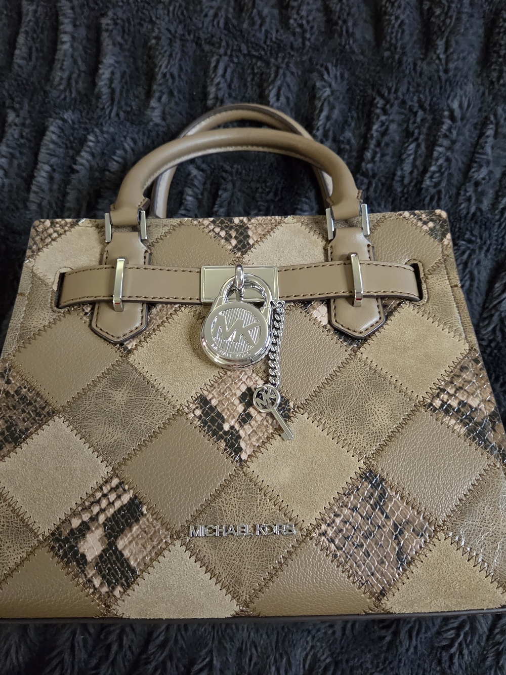 Michael Kors Taupe Patchwork Leather Satchel - Authentic